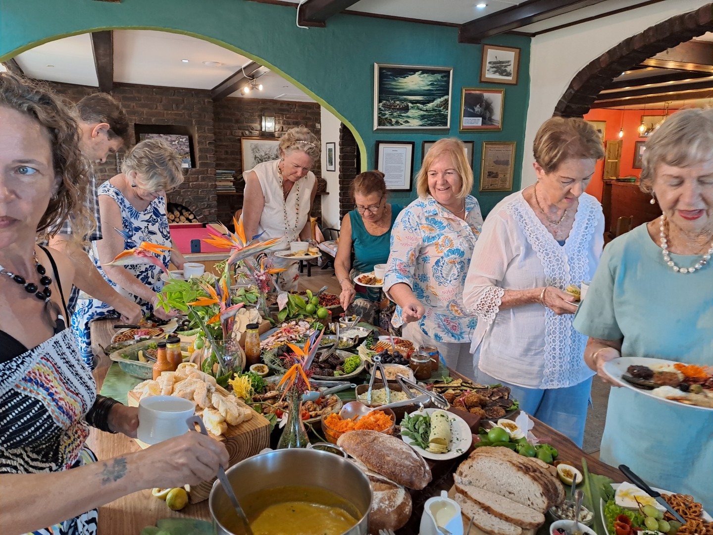 Harvest table with food platters